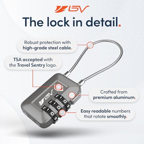 TSA Accepted Luggage Travel Lock, Set-Your-Own Combination Lock for School Gym Locker, Luggage Suitcase Baggage Locks, Filing Cabinets, Toolbox, Case (Slate Gray, 4 Pack) - color: Slate Gray 4-Pack