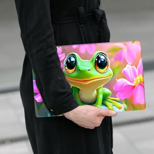 Laptop Skin Sticker Decal 12" 13" 13.3" 14" 15" 15.6",Waterproof Scratch Resistant Vinyl,Reusable Easy to Apply,for MacBook HP Dell Notebooks Netbooks Laptop,2 Wrist Pads,Flower Cute Frog - color: Flower Cute Frog