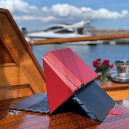 4-in-1 Laptop Screen Shade – Original Lux Hood – Sun, Privacy, Heat & Contrast Protection, Freestanding with Pocket, Fits 15–16” MacBook & PC, Patented, Red | PHILBERT Danish Design - color: Red, size: 15-16in