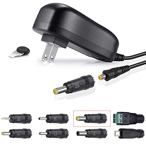 SoulBay 24W Universal AC/DC Adapter 12V 9V 7.5V 6V 5V 4.5V 3V Regulated Switching Power Supply with 8 Selectable Plugs for LED Strip Light Camera Keyboard Speaker Scale Recorder Massager, 2A Output