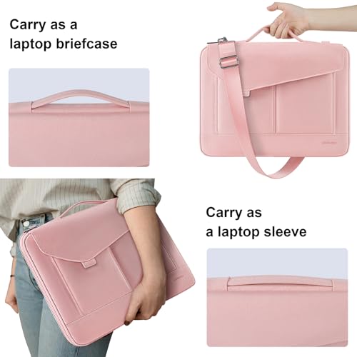 DOMISO 17-17.3 Inch Laptop Sleeve Bag Business Briefcase Messenger Bag Compatible with 17.3" Dell Computer/ProBook 470/MSI GS73VR Stealth PRO/Dell/Lenovo/Acer/ASUS,Pink - color: Pink, size: 17 - 17.3 Inch