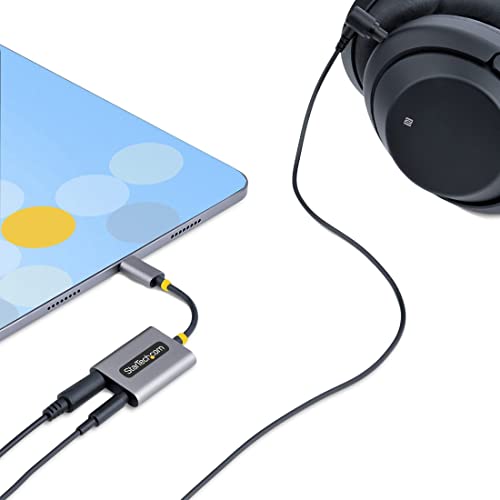 StarTech USB-C Headphone Splitter, 24-bit DAC (USBC-Audio-Splitter) | USB-C Dual Headset Adapter with Mic Input, USB-C to 3.5mm Audio Adapter/Earphone Dongle, USB-C to Audio Jack/Aux Output - style: USB-C 3.5mm Headphone Splitter