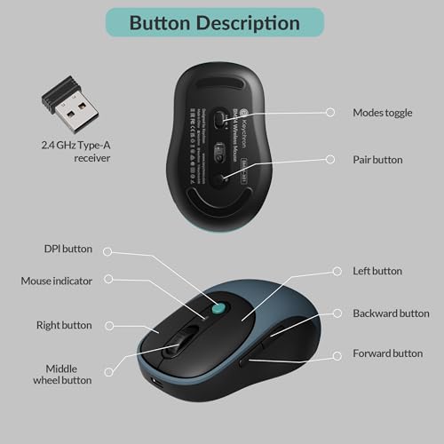 Keychron BM24 Portable Wireless Mouse, 2400 DPI Quiet Clicks, 2.4 GHz/Bluetooth 5.2/Wired with Programmable Buttons, Long Battery Life for Laptop PC/Mac/Windows - Space Gray - color: Space Gray