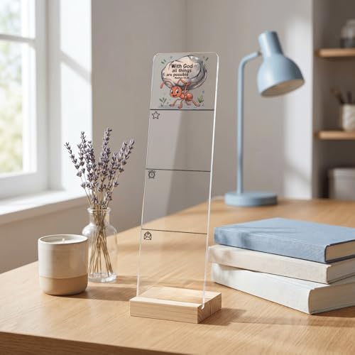 Sticky Notes Monitor Memo Board Acrylic Holder with Removable Wooden Base, with God All Things are Possible Logo Desk Set with 200 Sheets Two Sizes Sticky Notes, Office Desk Accessories Organizer