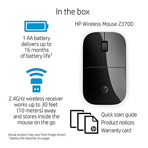 HP Wireless Mouse Z3700 (26V63AA#ABL, Black) - color: Black