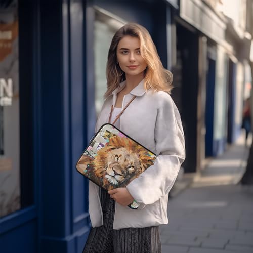 Lion Art 13” Quilted Laptop Sleeve Case Soft Notebook Protector Bag Computer Carrying Case - color: lion art, size: Medium