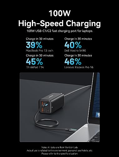 MacBook Pro Charger 100W, VENTION MacBook USB C Charger 4-Ports Foldable GaN+ Charger Power Adapter for MacBook Pro/Air, iPad Pro,iPhone 15/14 Pro, Galaxy S23/S24 Ultra, Steam Deck, Google Pixelbook - size: 100W