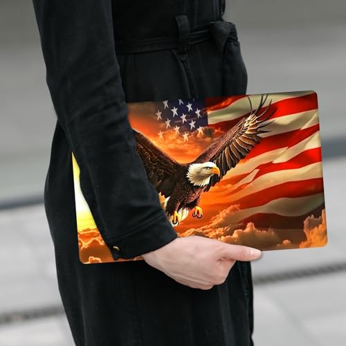Laptop Skin Sticker Decal 12" 13" 13.3" 14" 15" 15.6",Waterproof Scratch Resistant Vinyl,Reusable Easy to Apply,for MacBook HP Dell Notebooks Netbooks Laptop,2 Wrist Pads,Flag Eagle Dusk - color: Flag Eagle Dusk