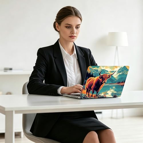 Universal Laptop Skin Decal, 3-Piece Vinyl Protector for 12 13 14 15.6" Notebook, Waterproof Anti-Scratch, Easy Trim & Bubble-Free Finish, Scottish Highland Cow - color: Scottish Highland Cow