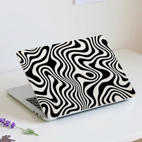 PLIGREAT 15 Inch Black White Classic Pattern Laptop Skin Stickers Cutable Universal Size Fits 12" 13" 13.3" 14" Laptop Removable Waterproof Notebook Art Decals PC Protector Cover Sticker
