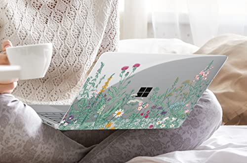 TWOLSKOO Case for 13.5" Microsoft Surface Laptop 5/4/3 with Metal Palm Rest Model 1951/1868, Plastic Hard Shell Case with Screen Protector + Keyboard Cover + Dust Plug, Botanical Illustration