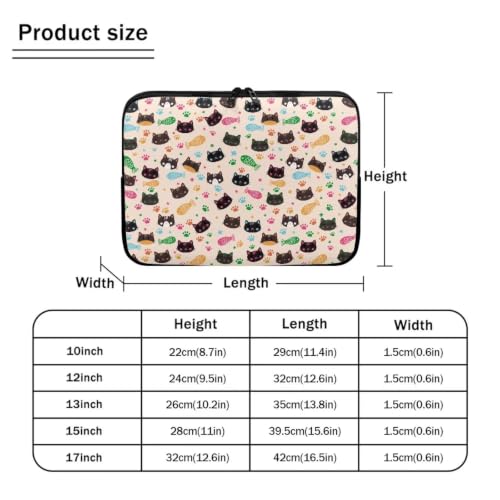 Cat Fish Printed Computer Carrying Cover, Large Capacity Laptop Case Bag Easy to Carry Computer Bag, 10 Inch Lightweight Laptop Briefcase Messenger Bag for Women - color: Black and Pink-Cat Fish, size: 10 Inches