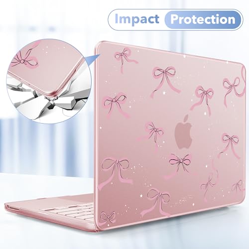 May Chen for MacBook Neo Case 13 inch 2026 | 100% Match Official Color | Pattern Printing, Anti-Crack & Scratch & Fingerprint | Protective Hard Shell Cases Laptop Model A3404 - Pink Bow - color: Pink bow