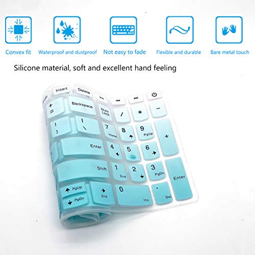 2Pack Keyboard Cover for Lenovo Yoga c740 c940 15.6, ideapad 3 15.6, Lenovo IdeaPad 15.6" 17.3" 320 330 330s 340s 520 S540 720s 130 S145 L340 S340 V330 V130 Keyboard Protective Skin - color: MintGreen+Clear
