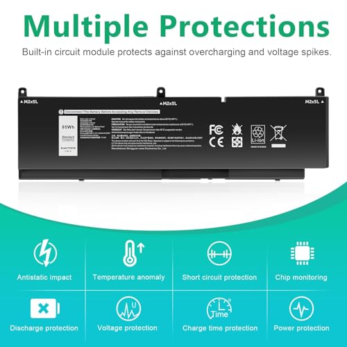 ASUNCELL PKWVM 95Wh Battery Replacement for Dell Precision 7550 7750 7560 7760 / P44E P93F P44E001 P44E002 P93F001 P93F002 Series Laptop C903V 0C903V 0CR72X CR72X 068N03 0447VR 68ND3 453-BBCQ 11.4V - size: PKWVM 14.17 * 3.74 * 1.18 in