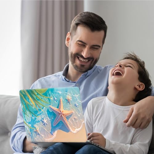 DEGDFSGR 12.1-15.6 Inch Universal Reusable Laptop Skin Sticker Decal, Waterproof Removable Protector for Notebook Cover, Scratch-Resistant Vinyl Cuttable Full Wrap Sticker, Blue Ocean Starfish Beach - color: Blue Ocean Starfish Beach