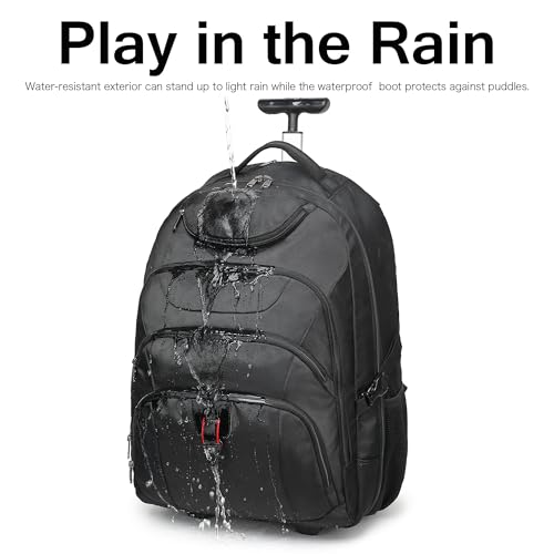 Boavan Wheeled Backpack,18.4 inch Water Resistant Rolling Backpack,Carry on Luggage Business Bag, Overnight College Computer Backpacks Trolley Suitcase for Men Women Adults to Travel,Black - color: Black, size: 18.4 inches