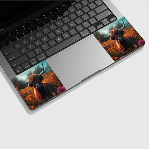 Universal Laptop Skin Sticker with 2 Wrist Pad Skins, Waterproof Scratch Resistant Vinyl Laptop Cover Decal, Cut to Fit for 11–15.6 Inch MacBook HP Dell Lenovo, Highland Cow - color: Highland Cow