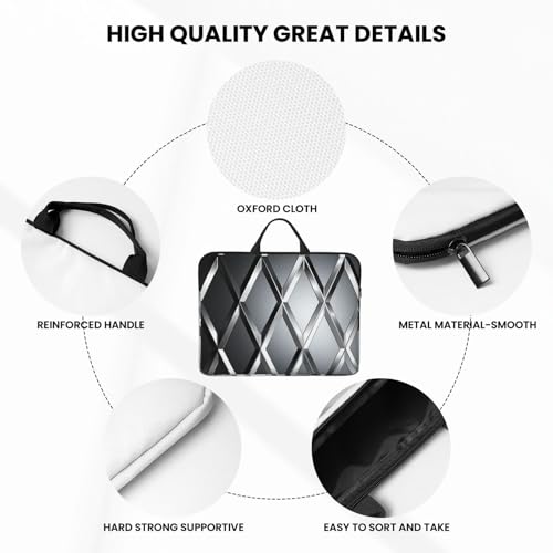 14 Inch Laptop Sleeve Case Waterproof Lightweight Laptop Case Bag Silver Geometric Figure Travel Laptop Bags With Handle Briefcase Messenger Bag For Women Men