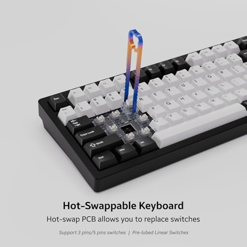 OOCTPK Chilkey ND75 Aluminum Keyboard 75% Percent Wireless Gaming Mechanical Keyboard with LCD Screen, Quick Assembly, BT/2.4G/USB-C, Hot Swappable Per-Key RGB Custom Keyboard for Laptop Office PC - color: Black, size: 1.2mm PCB Flex Cut