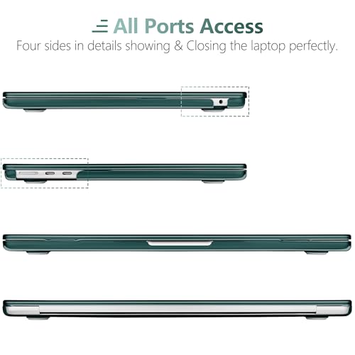 MEEgoodo for MacBook Air M5/M4/M3/M2 13 inch Case 2026-2022, Fit Model A3449/A3240/A3113/A2681, Glossy Case for MacBook Air 13.6 inch with TPU Keyboard & Webcam Cover & OTG Adapter, Deep Teal - color: Deep Teal