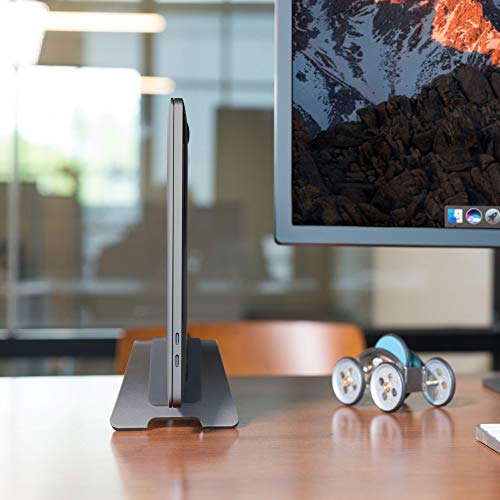 Twelve South BookArc for MacBook, Space-Saving Vertical Desktop Stand, Grey | Compact Laptop Stand for Comfortable Desktop Setup, Saves Space While Allowing Connection to Larger Display, Silicone Insert - color: Space Grey