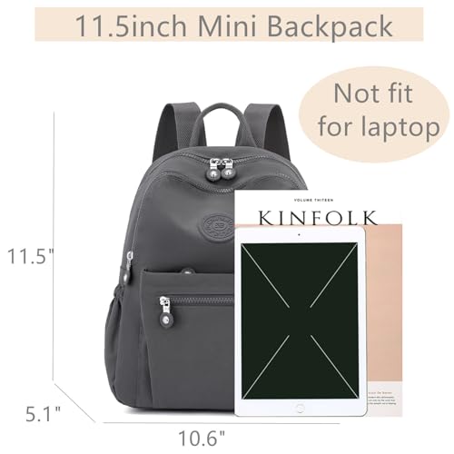 Tanweibago Mini Nylon Women Backpacks,11L Small Ladies backpacks Casual Lightweight Women Shopping Travel Daypack (Neutral Gray) - color: Neutral Gray