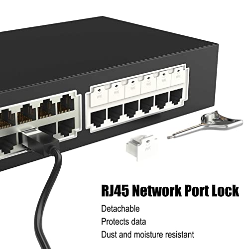 72Pcs RJ45 Port Lock with 3 Keys, Locking RJ45 Port/Dust Blocker,RJ45 Dust Cover Cap Female Port Plugs Protector,Compatible RJ45 Port Devices (White) - color: White, size: 72+3