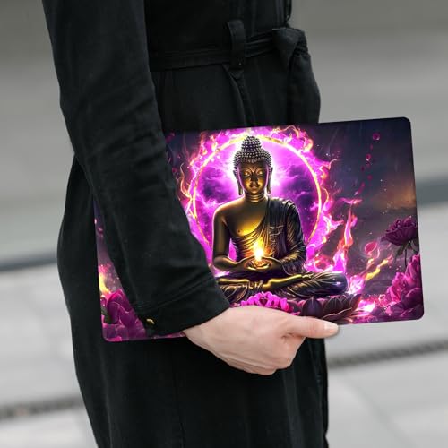 Laptop Skin Sticker Decal 12" 13" 13.3" 14" 15" 15.6",Waterproof Scratch Resistant Vinyl,Reusable Easy to Apply,for MacBook HP Dell Notebooks Netbooks Laptop,2 Wrist Pads,Buddha Statue Purple - color: Buddha Statue Purple