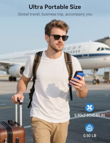 Portable Charger 10000mAh 20W, Wall Plug, 2 Cables, iWatch Charging | Digital Display, Compact Lightweight, USB C Fast Charge, USB-A 18W, Multi Protection, Travel Essential, for iPhone 17 16, Pad - color: Sapphire Blue