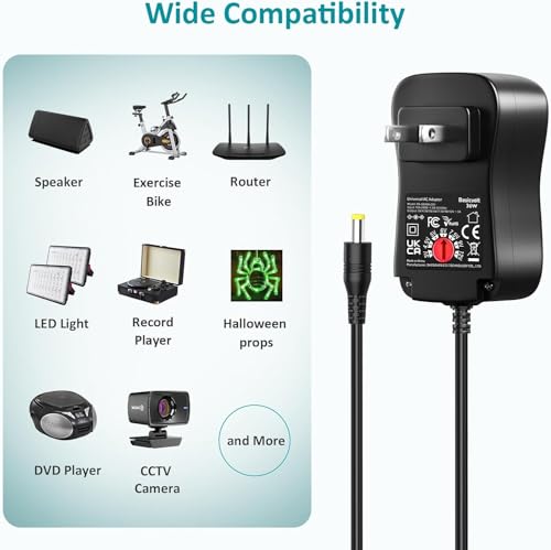 3V-12V 3A Universal AC Adapter Kit Multi-Volts Adjustable Power Supply 36W | DC 3V 4.5V 5V 6V 7.5V 9V 12V 3000mA 2A 1A Power Cord , Variable Power Adapter, for LED Strip Light CCTV Camera Speaker Router - size: 36W 3-12V