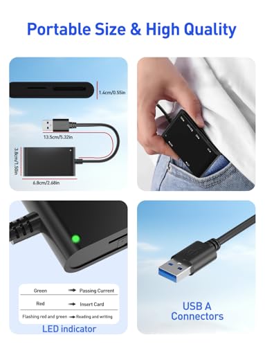 SIM Card Adapter for Computer - 7 in 1 CAC Smart Card Reader Military, MS Pro Duo/SD/TF/M2/ID/IC/PIV/SIM Card Reader, Memory Stick Pro Duo Adapter SIM Card Reader for Computer,PC,Windows,Linux,MacOS - color: USB A SIM Reader,Black