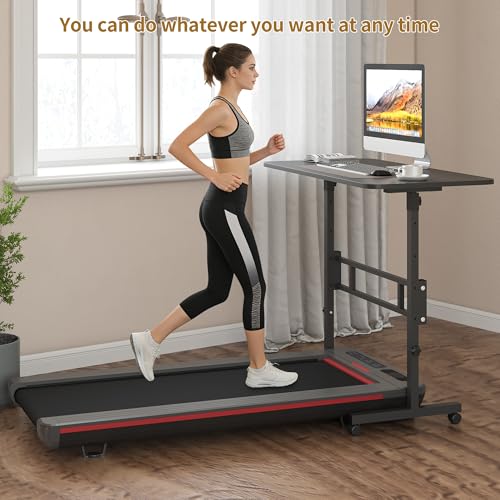 Panana Small Standing Desk Adjustable Height, Mobile Rolling Stand Up Desk with Wheels, 32 Inch Portable Rolling Desks Computer Office Workstations Walking Pad (Black) - color: Black