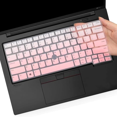 Keyboard Cover for Lenovo Thinkpad E14 Gen 5, Thinkpad T14 T14s Gen 4/3, L14 P14s Gen 3, ThinkPad X1 Yoga Gen 8/7, Thinkpad x1 Carbon Gen 11/10 14 inch (Not Fit T14 L14 P14s Gen 2 1)-Ombrepink - color: Ombrepink