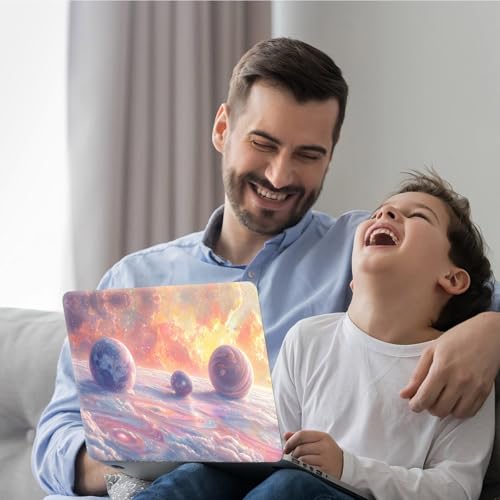 12.1-15.6 Inch Universal Reusable Laptop Skin Sticker Decal, Waterproof Removable Protector for Notebook Cover, Scratch-Resistant Vinyl Cuttable Full Wrap Sticker, Pink Purple Dreamy Planet Cloud - color: Pink Purple Dreamy Planet Cloud