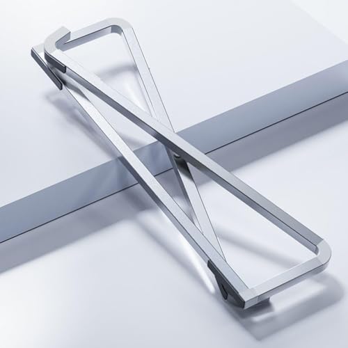 Laptop Stand for Desk Adjustable Foldable Lightweight Aluminum Laptop Holder Riser, Flat Folding for Storage (Sliver) - color: Silver