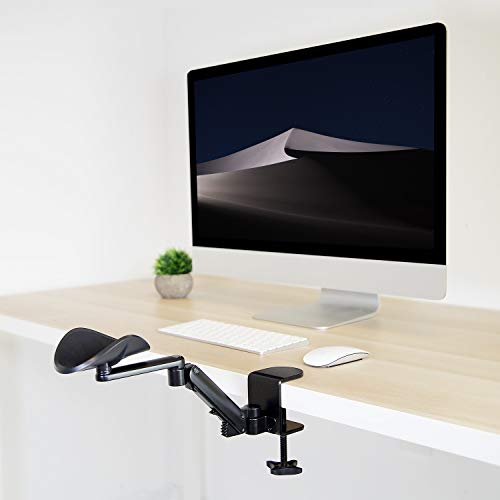 Mount-It! Adjustable Arm Rest for Desk, Ergonomic Elbow & Forearm Support, Height Adjustable Full Motion Rotating Desk Arm with Clamp-On Base for Computer & Keyboard Use, Steel Construction (MI-7145)
