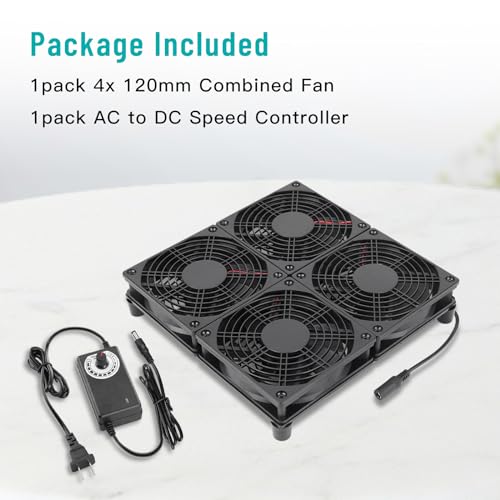 Router Laptop Cooling pad 4X 120mm Computer Fan with AC Plug Variable Speed Fan for DIY Electronics TV Box Cabinet Computer Game Equipment Cooing