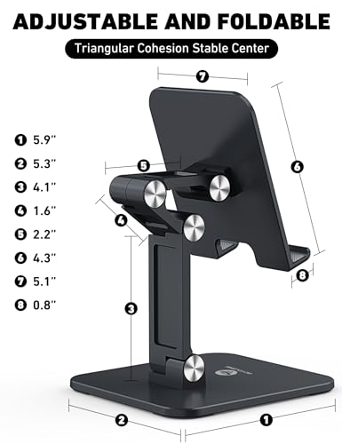 OCYCLONE iPad Stand for Desk - Adjustable Foldable Tablet Stand Holder for iPad Accessories Display Stand PC Office Accessories, Black
