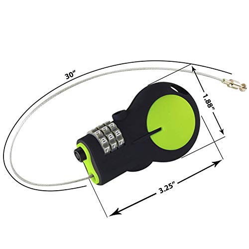 Lewis N. Clark Cable Luggage Lock | TSA Approved | Travel Or Bike Lock | Set Your Own Combination | 30-inch Retractable Steel Cable - color: Green