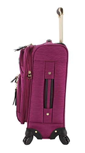 Steve Madden Designer-Gepckkollektion Leichter Softside-Koffer fr Damen und Herren strapazierfhige 50,8 cm groe Tragetasche mit 4 rollenden Spinner-Rdern, Peek-a-boo Purple, 20in, Carry on Bag With - color: Peek-a-boo Purple, size: 20 inches