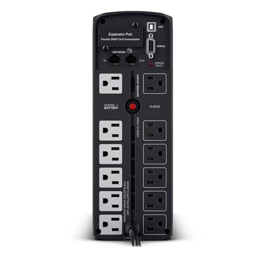 CyberPower CP1500PFCLCD PFC Sinewave UPS Battery Backup and Surge Protector, 1500VA/1000W, 12 Outlets, AVR, Mini Tower, UL Certified | 12 Nema Outlets, Avr, Color LCD, USB a Plus C - size: 1500VA, style: Mini-Tower