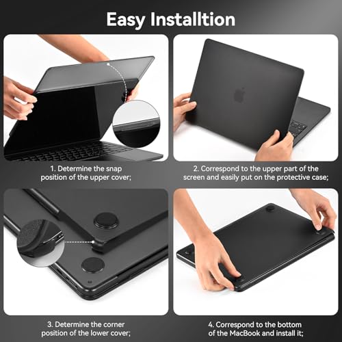 BlueSwan for MacBook Air 13 inch Case, M5 M4 M3 M2 2026-2022 Laptop Cover | 100% Match Official Color, Matte Grippy Texture, Scratch Resistant, Easy to Snap on, Air 13.6 Protective Hard Shell - color: Matte Black