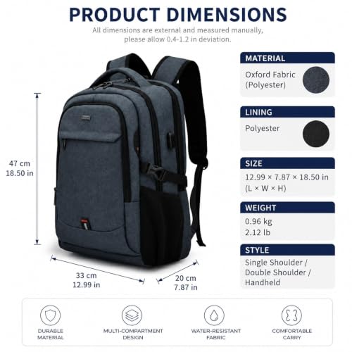 Travel Laptop Backpack with USB Port, Reflective Business Bag (Charcoal Gray) - color: Charcoal Gray
