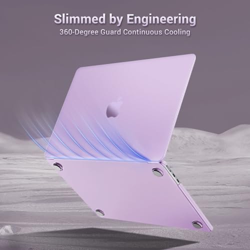 MOSISO Compatible with MacBook Air 13 inch Case M5 M4 M3 M2 2026-2022 | 2 in 1 Kit Anti-Fingerprints Shell for Mac Air 13.6, Ultra Seamlessly Closes Cover, A3449 A3240 A3113 A2681, Purple - color: Purple