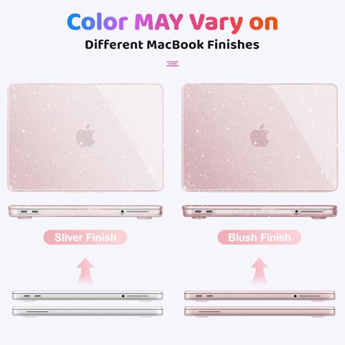 May Chen Compatible with MacBook Neo 13 inch Case 2026 Model A3404, Plastic Hard Shell,Keyboard Cover,Screen Protector,Dust Plug, for MacBook Neo 13" with A18 Pro Chip, Glitter Sakura Pink - color: Glitter Sakura Pink