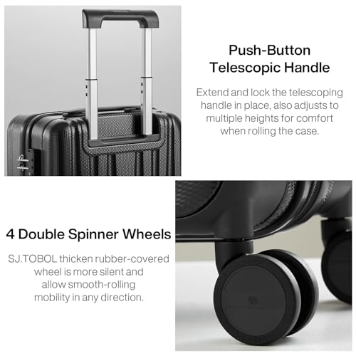 Hanke 14 Inch Underseat Carry On Luggage with Wheels Hard Shell Suitcases Carry On Bag Lightweight Small Mini Suitcase Tsa Luggage for Travel.(Jet Black) - color: Jet Black, size: Underseat 14-inch