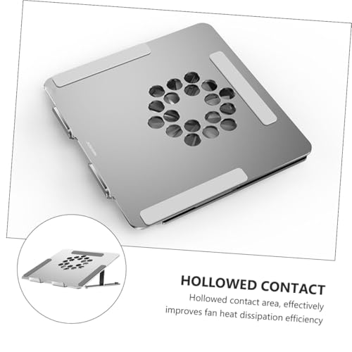 Cabilock Aluminum Alloy Laptop Cooler Stand with RGB LED Fans, Height Adjustable Ventilated Cooling Pad for Gaming and Office Notebooks, Silver