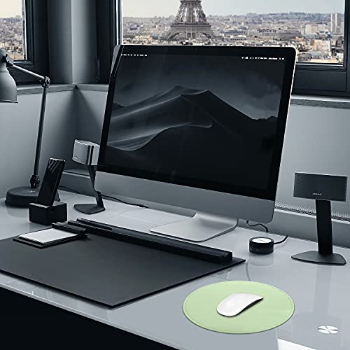 Mouse Pad,Round Mouse Pad,PU Mouse Pad,Leather Mouse Pad with Stitched Edge Micro-Fiber Base with Non-Slip Waterproof,Mouse Pad for Computers,Laptop,9 x 9 Inch (Fresh Green) - color: Fresh Green, size: 9L x 9W inches