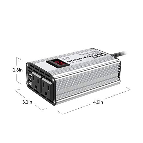 300W Power Inverter DC 12V to 110V AC Car Inverter with 4.8A Dual USB Car Adapter with LED Display - size: 300 W - 110V
